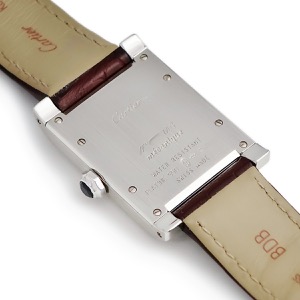 カルティエ タンク アビス CPCP W1529651 Pt950無垢 プラチナ ギョウシェ 角型 青針 ローマ数字 手巻き