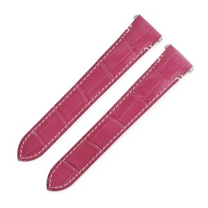 カルティエ 腕時計パーツ 純正 サントス ドゥ カルティエ バックル用 クロコダイル ピンク 未使用 替え ベルト 18.5ｍｍ シャイニー ピンク ライトレッド  中古