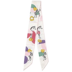 エルメス スカーフ ツイリー シルク ホワイト 【GARDE ROBE POP/ガルドローブポップ】  中古