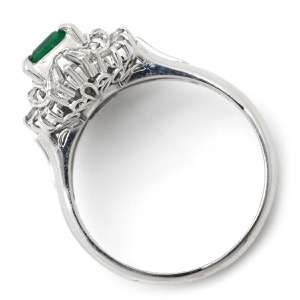 リング 指輪 エメラルド ダイヤモンド リング Pt900 シルバー グリーン 緑 プラチナム  中古