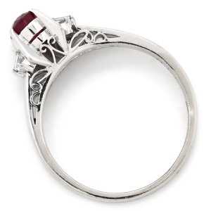 リング 指輪 ルビー ダイヤ リング Pt900 レッド 赤 プラチナム オーバル  中古