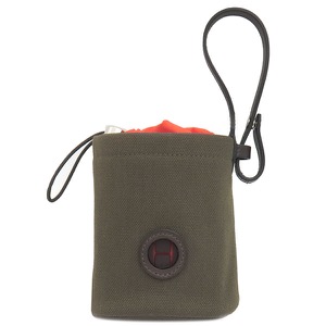 エルメス ポーチ 犬用トリーツポーチ コットンキャンバス カーキグリーン オレンジ ペット用品 お散歩バッグ  中古