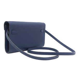 エルメス 長財布 ケリーウォレット ロング トゥーゴー ヴォーエプソン ネイビー 紺 ショルダー  中古