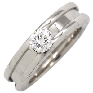 ブルガリ リング 指輪 ビーゼロワン B-zero1 ソリテール リング K18WG シルバー #46(JP6) 750 18金 1粒 1石 中古