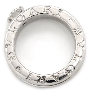 ブルガリ リング 指輪 ビーゼロワン B-zero1 ソリテール リング K18WG シルバー #46(JP6) 750 18金 1粒 1石 中古