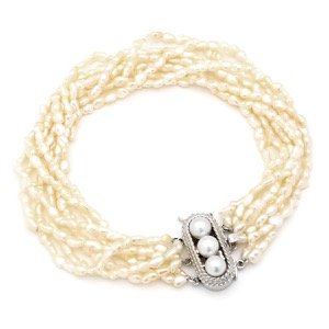 ブレスレット パール ７連 K14WG ホワイト 中古