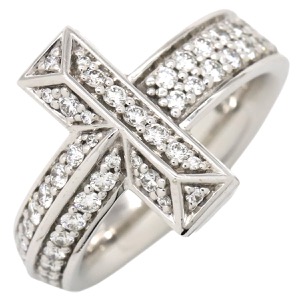 ティファニー リング 指輪 Tワン ワイド ダイヤ K18WG シルバー T＆Co. 750 WG 18金 パヴェダイヤ  68170036 中古