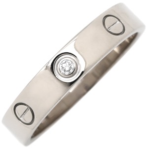 カルティエ リング 指輪 ミニラブリング 1Pダイヤ K18WG シルバー #55(JP15) LOVE Ring 750 18K WG 18金  B4050555 中古