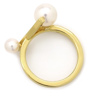 TASAKI リング 指輪 バランス クロス K18YG ゴールド 真珠 2P 2粒  中古