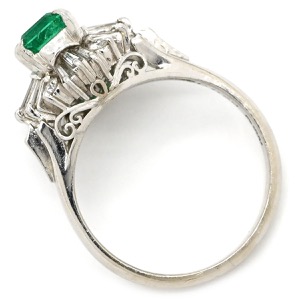 リング 指輪 エメラルド ダイヤ リング Pt900 シルバー グリーン 緑  中古