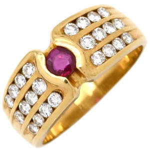 リング 指輪 ルビー ダイヤリング K18YG ゴールド Au750 18K 18金  中古