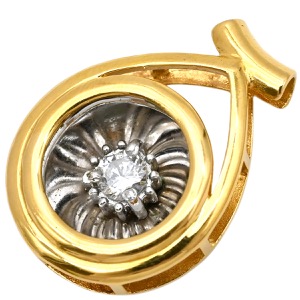 ペンダントトップ K18YG ゴールド K18YG×Pt コンビ 1P ダイヤ  中古