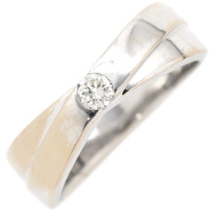 リング 指輪 ダイヤリング K18WG シルバー 中古