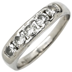 リング 指輪 ダイヤリング Pt900 シルバー 5P 5粒 一文字  中古