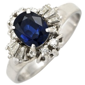 リング 指輪 ブルーサファイア ダイヤ リング Pt900 ブルー 青 プラチナム  中古