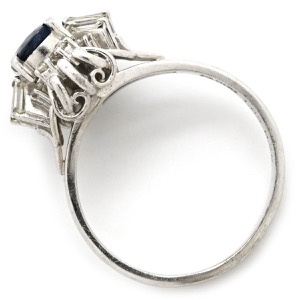 リング 指輪 ブルーサファイア ダイヤ リング Pt900 ブルー 青 プラチナム  中古