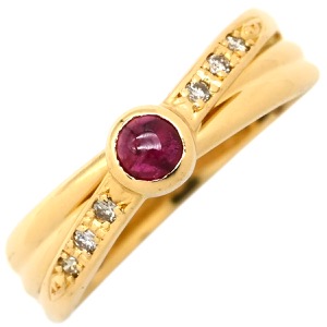 リング 指輪 ルビー ダイヤリング K18YG ゴールド Au750 18K 18金  中古