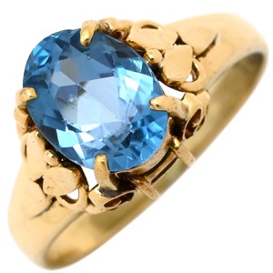 リング 指輪 ブルートパーズ  K18YG ゴールド 青  中古