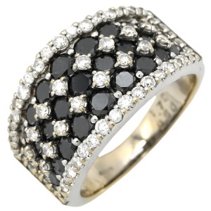 リング 指輪 ブラックダイヤ リング K18WG シルバー 中古