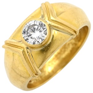 リング 指輪 ダイヤリング K18YG ゴールド 1P 1粒  中古