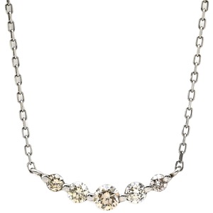 ネックレス ダイヤペンダント K18WG シルバー ティアラ 5P 5石 一文字  中古