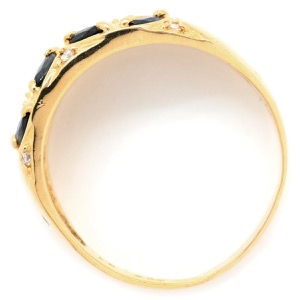 リング 指輪 ブルーサファイア ダイヤ K18YG ゴールド 青 マーキスカット  中古