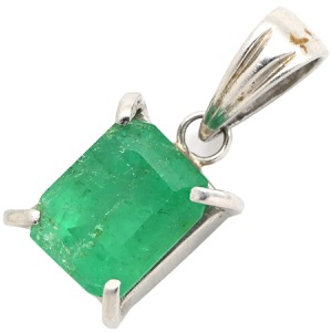ペンダントトップ エメラルド Pt900 シルバー 緑 ネックレストップ  中古