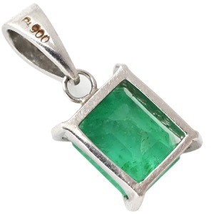 ペンダントトップ エメラルド Pt900 シルバー 緑 ネックレストップ  中古
