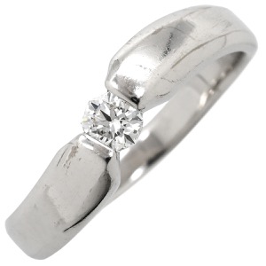 リング 指輪 ダイヤリング K18WG シルバー 1P 1粒  中古