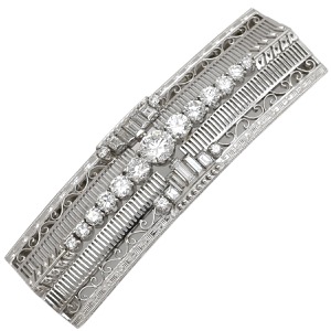 アクセサリー 帯どめ ダイヤ Pt シルバー 帯留 Pm  中古