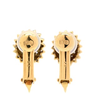 イヤリング K18YG レッド 赤 Au750 18K 18金 1P 1石 1粒 ルビー パヴェ ダイヤ オーバル  中古