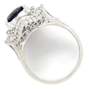 リング 指輪 サファイア ダイヤリング Pt900 シルバー 青  中古