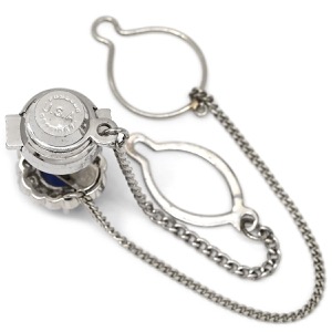 タイピン Pt シルバー スターサファイア ダイヤモンド プラチナ タイタックピン 青 オーバル  中古