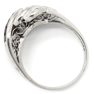 リング 指輪 ルビー ダイヤリング Pt900 シルバー レッド 赤  中古