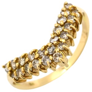 リング 指輪 ダイヤリング K18YG ゴールド V字 Vライン  中古