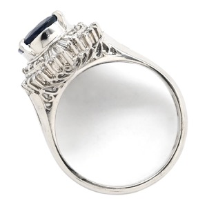 リング 指輪 ブルーサファイア ダイヤリング Pt900 シルバー 青  中古