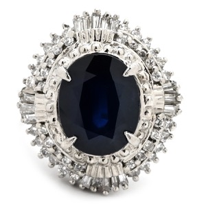 リング 指輪 ブルーサファイア ダイヤ リング Pt900 ブルー 青 パヴェダイヤ オーバル プラチナム  中古