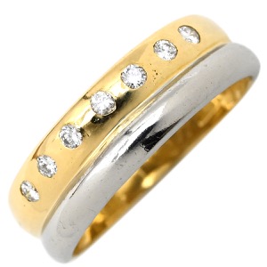 リング 指輪 ダイヤリング K18YG ゴールド コンビリング 7Pダイヤ 7石  中古