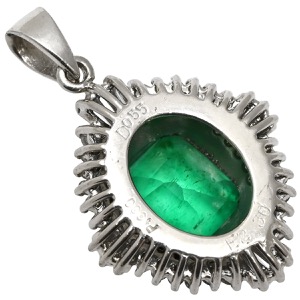 ペンダントトップ エメラルド ダイヤ Pt900 グリーン 緑 ネックレストップ エメラルドカット スクエア プラチナム  中古