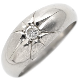 リング 指輪 ダイヤリング Pt900 シルバー 1P I粒 月甲丸  中古