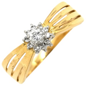 リング 指輪 ダイヤリング K18YG ゴールド フラワー 花  中古