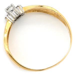 リング 指輪 ダイヤリング K18YG ゴールド フラワー 花  中古