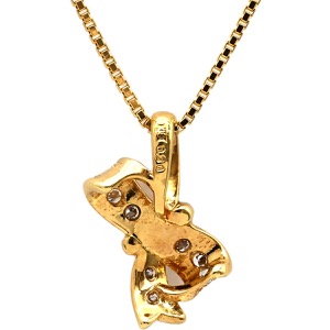 ネックレス リボンモチーフ ダイヤペンダント K18YG ゴールド 750 18K  中古