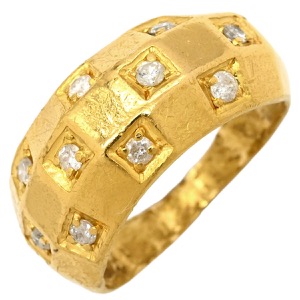 リング 指輪 ダイヤリング K24YG ゴールド 甲丸 10P 10粒  中古