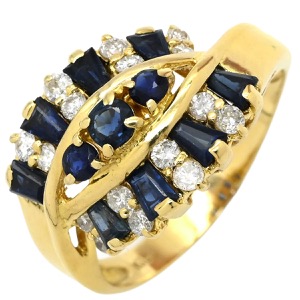 リング 指輪 サファイア ダイヤ リング K18YG ゴールド 中古