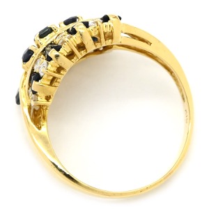 リング 指輪 サファイア ダイヤ リング K18YG ゴールド 中古