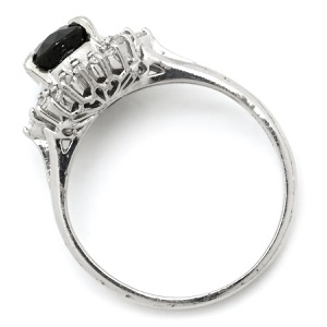 リング 指輪 ブルーサファイア ダイヤリング Pt900 シルバー 青  中古