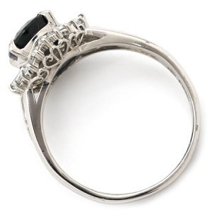 リング 指輪 ブルーサファイア ダイヤリング Pt850 シルバー 青  中古