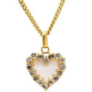 ネックレス ハート ダイヤペンダント K18YG ゴールド 750 18K  中古