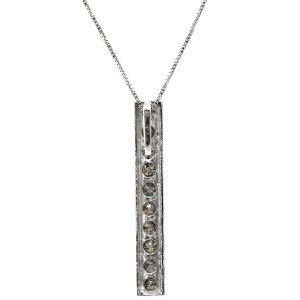 ネックレス ダイヤペンダント K18WG シルバー 10P 一文字  中古